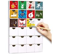 BRUBAKER Calendario Dell'Avvento Fai da te da Dipingere, Creare e Disegnare da Soli - Calendario Natalizio Riutilizzabile da Riempire con 24 Cassetti di Cartone - Bianco - 32,5 cm di Altezza