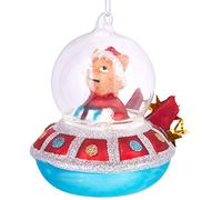 Brubaker Cane UFO con L'Aiutante di Natale Rosso - Palla di Natale in Vetro Dipinto a Mano - Bocca Soffiata Decorazione Dell'Albero di Natale Figure Buffo Ciondolo Decorazione Albero Palla - 10 cm