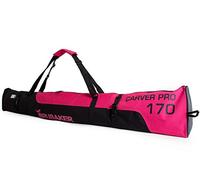 BRUBAKER Carver Pro - Borsa da sci imbottita per 1 paio di sci e bastoncini, resistente agli strappi, colore nero, rosa, 170 cm