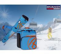 Brubaker Borsa Porta Scarponi con Scomparto Casco et Sacca da Sci Colore Blu/Arancio 170 cm
