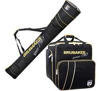 Brubaker combi set - borsa sci 'Grenoble' per un paio di scarpe + casco, e sacca a stivale per 1 paio di sci + bastoncini, in colore nero e rifiniture oro - 170 cm