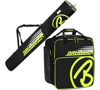 Brubaker Combi Set Carver Champion - Borsa da Sci e Borsa Porta Scarponi da Sciper 1 Paio di Sci + Bastoncini + Scarponi + Casco - Color Neon Giallo/Nero - 190 cm