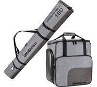 Brubaker Combi Set Carver Performance - Borsa per Sci e Scarponi da Sci per 1 Paio di Sci + Bastoncini + Scarponi + Casco - Grigio Nero - 190 cm