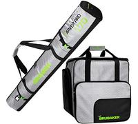 Brubaker Combi Set Carver Tecpro - Borsa da Sci con Spallacci Imbottitie e Borsa Porta Scarponi da Sciper 1 Paio di Sci + Bastoncini + Scarponi + Casco - Color Color Argento/Verde - 190 cm