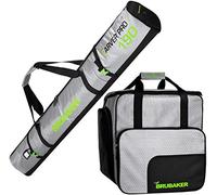Brubaker Combi Set Carver Tecpro - Borsa da Sci con Spallacci Imbottitie e Borsa Porta Scarponi da Sciper 1 Paio di Sci + Bastoncini + Scarponi + Casco - Color Color Argento/Verde - 170 cm