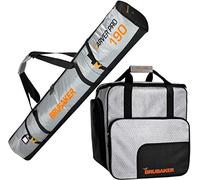 Brubaker Combi Set Carver Tecpro - Borsa da Sci con Spallacci Imbottitie e Borsa Porta Scarponi da Sciper 1 Paio di Sci + Bastoncini + Scarponi + Casco - Color Color Argento/Arancio - 190 cm