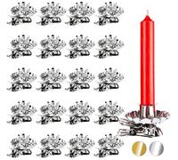 BRUBAKER Confezione da 60 Portacandele per l'Albero di Natale - Portacandele d'Epoca Argento - Candeliere Tradizionale con Clip