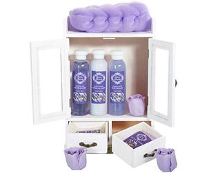 BRUBAKER Confezione Regalo Bagno e Cura 10 Pezzi in Comodo Armadietto Bianco - Lavanda