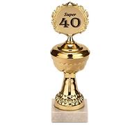 Brubaker Coppa Trofeo d'orata con la cifra dell'anno - con Base in Marmo Levigato - per anniversari o Compleanni 40
