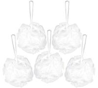 BRUBAKER Cosmetics 5x Premium Spugna per Peeling o Massaggio - Spugna da Bagno/Doccia con Gancio - Bianco