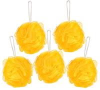 BRUBAKER Cosmetics 5x Premium Spugna per Peeling o Massaggio - Spugna da Bagno/Doccia con Gancio - Giallo