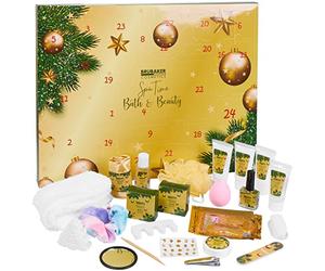 BRUBAKER Cosmetics Bellezza Calendario dell'Avvento - il Calendario di Natale XXL Wellness per Donne e Ragazze - 24 x Prodotti per la Cura del Corpo e Accessori Spa - Oro