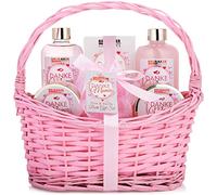 BRUBAKER Cosmetics - Grazie Mamma - Set da Bagno e Doccia - Profumo Vaniglia Rosa - Confezione Regalo 7 Pezzi in Cestino Rosa