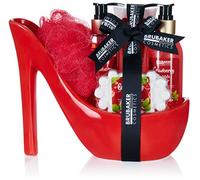 BRUBAKER Cosmetics Lusso Cranberry Set Bagno e Doccia - Set 6 Pezzi Bagno e Doccia - Set Regalo in Ceramica Rosso Stiletto