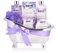BRUBAKER Cosmetics Set bagno e doccia alla lavanda - Set regalo 7 pezzi in vasca decorativa
