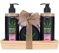 BRUBAKER Cosmetics Set Bagno e Doccia All'olio di Canapa con Fragole Fresche e Cocco, Presentati Su Vassoio Decorativo in Legno