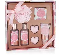 BRUBAKER Cosmetics Set Bagno e Doccia Beauty Sleep Sugared Rose - Profumo Rosa - Set Regalo in 7 Pezzi - Regalo per Ogni Occasione - Oro Rosa