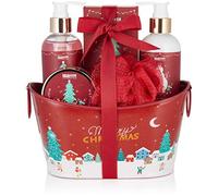 BRUBAKER Cosmetics Set Bagno e Doccia Profumo di Bacche Invernali - Set Regalo 6 Pezzi in Vasca Metallica Decorativa Natale - Set Natalizio per Donne e Uomini