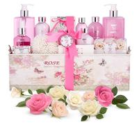 BRUBAKER Cosmetics set beauty da bagno e doccia 'Classic Rose' - con fragranze floreali di rose - set regalo in 17 pezzi presentati in un cestino in stile Vintage