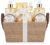 BRUBAKER Cosmetics set beauty da bagno e doccia 'Vaniglia, rose e menta' - set regalo in 9 pezzi presentati in un cestino con ansa ai lati