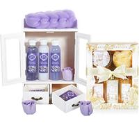 BRUBAKER Cosmetics Set di Cura 2 in 1 - Set di Bellezza Grande da 15 Pezzi - Signore Set da Doccia e da Bagno - Set Regalo per Donna con Mobiletto in Legno Deco - Vaniglia Rosa Menta