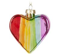 BRUBAKER Cuore Arcobaleno - Pallina di Natale in Vetro Dipinta a Mano - Cuore Arcobaleno da 8 cm - Decorazione per Albero di Natale Soffiata a Bocca - Statuette per Decorazioni Natalizie - Colorato