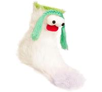 Brubaker Divertenti Calzini da Mostro dei Cartoni Animati - Loopy Lulu - Divertenti Calzini di Peluche con Facce e Codini - Calzini 3D per Adulti e Bambini - Caldi e Soffici - Ecru - Taglia 36-41