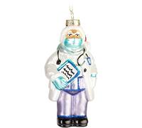 BRUBAKER Dr. Santa Claus Palla di Natale in vetro - Dottore dottore con paradenti e cappello di Natale - Decorazione per albero di Natale dipinta a mano - Figurine di palla di albero