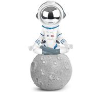 Brubaker Figura Decorativa Astronauta a Gambe Incrociate sulla Luna - 18 cm Figura Spaziale con Casco Cromato - Statua Moderna Sukhasana Dipinta a Mano - Astronauta Yoga - Argento e Bianco