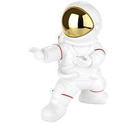 Brubaker Figura Decorativa Astronauta che Combatte in Posa da Karate - 17 cm Figura Astronautica con Casco Cromato - Statua Moderna Spaziale Dipinta a Mano - Oro e Bianco