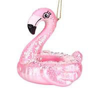 Brubaker Flamingo Floating Ring Pink - Palla di Natale in Vetro Dipinto a Mano - Bocca Soffiata Decorazione Dell'Albero di Natale Figure Buffe Decorazione Ciondolo Decorazione Albero Palla - 9 cm