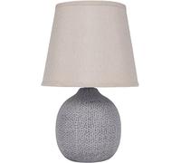 BRUBAKER lampada da tavolo o comodino - 28,5 cm - marrone/beige - base in ceramica con texture - paralume in lino beige