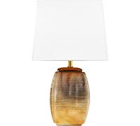BRUBAKER lampada da tavolo o comodino - 38 cm - oro - base in ceramica - paralume in cotone bianco