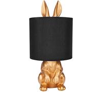 Brubaker Lampada da Tavolo o da Comodino Coniglio Dorato - Lampada da Tavolo con Base in Ceramica e Paralume in Tessuto - Altezza 42 cm, Nero Oro
