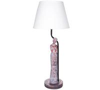 Brubaker Lampada da Tavolo o da Comodino Donna Africana in Look Rame - Lampada da Tavolo con Base in Ceramica e Paralume in Tessuto - Altezza 58 cm, Grigio Bianco