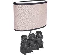 Brubaker Lampada da Tavolo o da Comodino Monkey Smileys - Lampada da Tavolo con Base in Ceramica e Paralume in Tessuto - Altezza 35,5 cm, Nero Beige