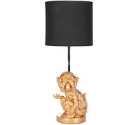Brubaker Lampada da Tavolo o da Comodino Piccola Scimmia - Lampada da Tavolo con Base in Ceramica e Paralume in Tessuto - Altezza 52 cm, Oro Nero