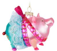 BRUBAKER Maialino Divertente con Fiocco e Tutu - Pallina di Natale in Vetro - Dipinta a Mano e Soffiata a Bocca - Decorazione Umoristica per Albero - Pendente Sfera di Natale - Palla Natalizia