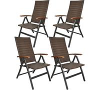 Brubaker Modena Set di 4 Sedia da Giardino in Poli Rattan - Sedie con Schienale Alto Pieghevole - Schienale Regolabile in 7 Posizioni - Metallo - Resistente alle Intemperie - Marrone/Grigio