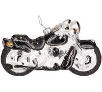 BRUBAKER Motocicletta Nero Argento - Palla di Natale in Vetro Dipinto a Mano - Bocca Soffiata Decorazione Dell'Albero di Natale Figure Buffo Ciondolo Decorazione Palla Albero - 12,8 cm