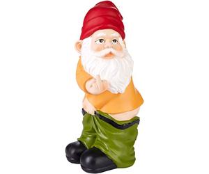 Brubaker Nano da Giardino con i Pantaloni Abbassati Mostrano il Dito Medio - Gnomo Birichino con il Sedere Nudo - Divertente Decorazione Resistente alle Intemperie per Estreni - 24 cm