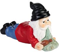 Brubaker Nano da Giardino Ubriaco - Gnomo Vomitante con Bottiglia di Birra - Divertente Figura da Giardino - Decorazione Resistente alle Intemperie per Giardino e Campeggio - 24 cm
