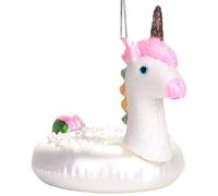 Brubaker Nuoto Anello di Nuoto Unicorno - Palla di Natale in Vetro Dipinto a Mano - Bocca Soffiata Decorazione Albero di Natale Figure Divertente Decorazione Ciondolo Decorazione Albero Palla - 11 cm