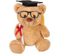 Brubaker Orsacchiotto di Peluche - Marrone Chiaro | con Occhiali, Diploma e Cappello da Dottore - Giocattolo di Peluche per la Laurea o Gli Studi 25 cm