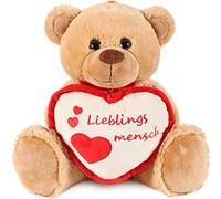 Brubaker Orsacchiotto Orso di Peluche con Scritta Lieblingsmensch su Un Cuore di Peluche - 35 cm di Altezza