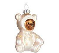 BRUBAKER Orsetto bebè in tutina argento glitterato gingillo natalizio in vetro - Dipinto a mano - Orsetto decorazione albero di Natale divertente - Decorazione