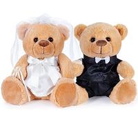 Brubaker Orsetto Sposo e Sposa - Set di Teddy - Regalo per Matrimonio e Fidanzamento - Regalo di Nozze per Coppia di Sposi - Peluche con Abito da Sposo e da Sposa - 25 cm