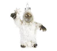 BRUBAKER Palla di Natale Yeti in vetro - dipinta a mano - Decorazione albero di Natale divertente - Mostro di neve Figurina decorazione natalizia Ciondolo - Palla albero deco Bianco