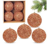 BRUBAKER Palline di Natale Con Glitter - Set di 4 Grandi Palline Infrangibili in Plastica - Decorazioni per Albero di Natale - 10 cm