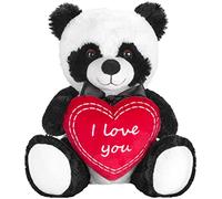 Brubaker Panda Orso di Peluche con Cuore Rosso - I Love You - 25 cm